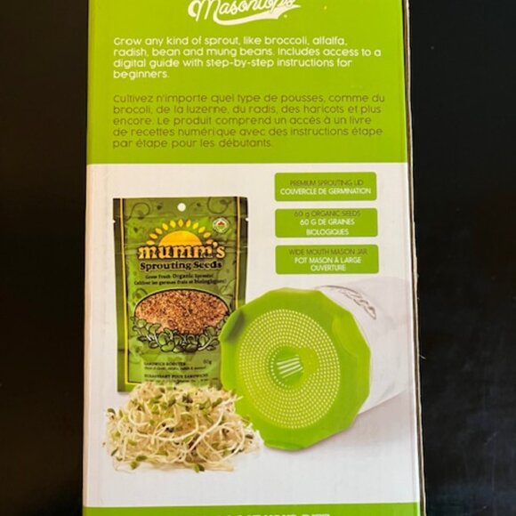 Sprouting Jar and Mumm's Organic Seeds - New - Picture 4 of 4